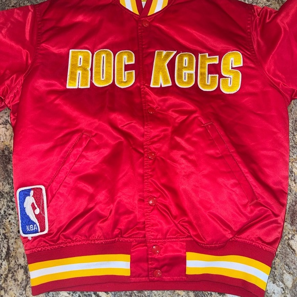 Vintage Mens Starter Houston Rockets Satin Jacket Size Medium- Red - Picture 3 of 15